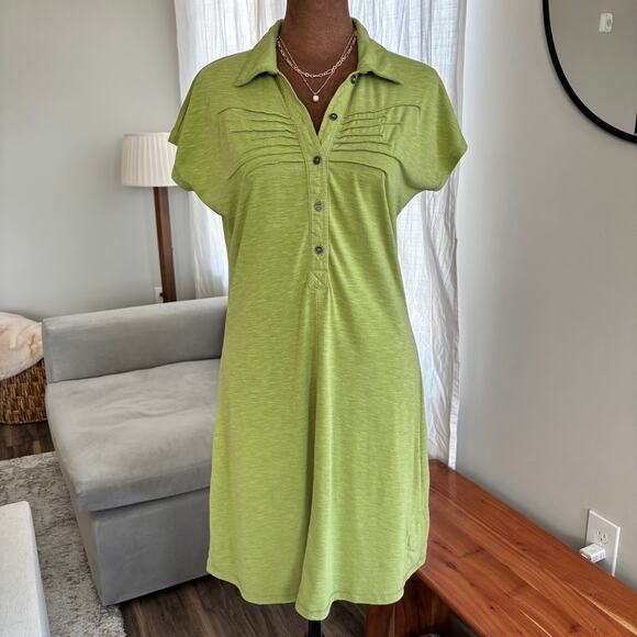 Prana Alessandra Kinley Golf Activewear Dress Green Pintuck Button Bodice XS - Picture 8 of 12
